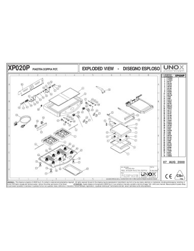 Pièces détachées UNOX XP020P Annee 2000 - UNOX XP020P - Annee 2000 - Unox