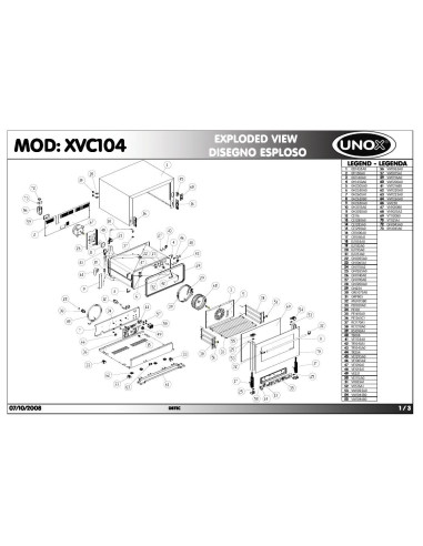 Pièces détachées UNOX XVC104 Annee 2008 - UNOX XVC104 - Annee 2008 - Unox