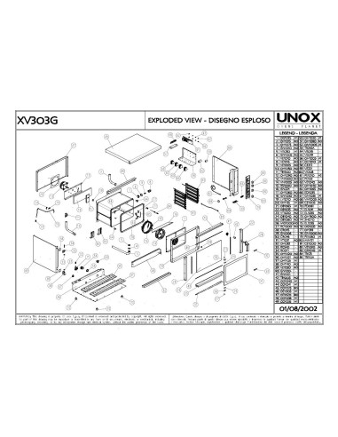 Pièces détachées UNOX XV303G Annee 2002 - UNOX XV303G - Annee 2002 - Unox