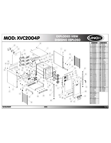 Pièces détachées UNOX XVC2004P Annee 2009 - UNOX XVC2004P - Annee 2009 - Unox