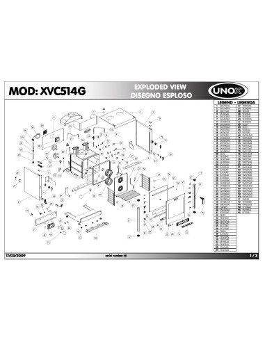 Pièces détachées UNOX XVC514G Annee 2009 - UNOX XVC514G - Annee 2009 - Unox