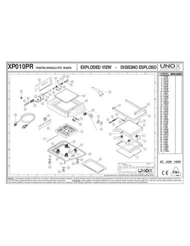 Pièces détachées UNOX XP010PR Annee 1999 - UNOX XP010PR - Annee 1999 - Unox