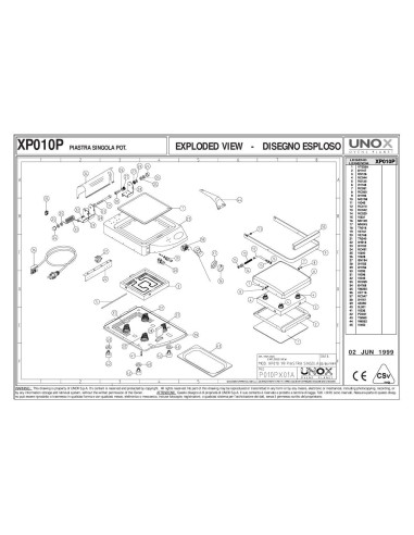 Pièces détachées UNOX XP010P Annee 1999 - UNOX XP010P - Annee 1999 - Unox