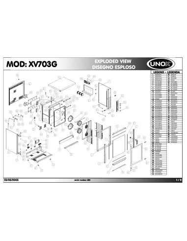 Pièces détachées UNOX XV703G Annee 2005 - UNOX XV703G - Annee 2005 - Unox
