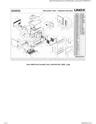 Pièces détachées UNOX XG413G Annee 2003 - UNOX XG413G - Annee 2003 - Unox