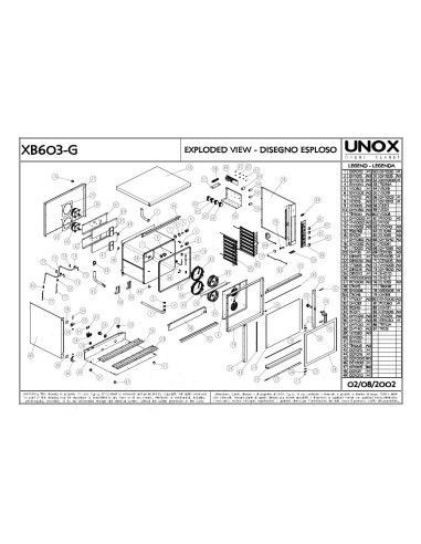 Pièces détachées UNOX XB603G Annee 2002 - UNOX XB603G - Annee 2002 - Unox