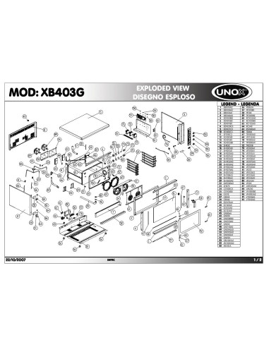 Pièces détachées UNOX XB403G Annee 2007 - UNOX XB403G - Annee 2007 - Unox