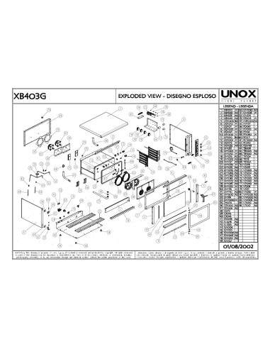 Pièces détachées UNOX XB403G Annee 2002 - UNOX XB403G - Annee 2002 - Unox