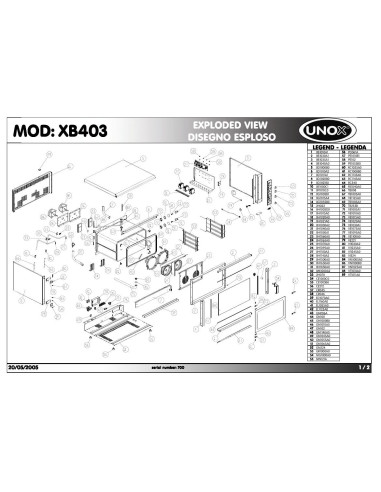 Pièces détachées UNOX XB403 Annee 2005 - UNOX XB403 - Annee 2005 - Unox