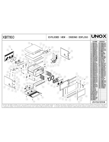 Pièces détachées UNOX XBT160 Annee 2004 - UNOX XBT160 - Annee 2004 - Unox