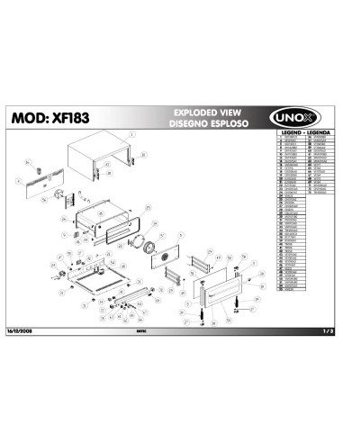 Pièces détachées UNOX XF183 Annee 2008 - UNOX XF183 - Annee 2008 - Unox