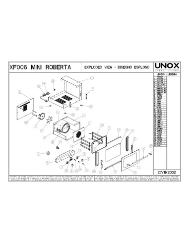 Pièces détachées UNOX XF006 Annee 2002 MINI ROBERTA - UNOX XF006 - Annee 2002 MINI ROBERTA - Unox