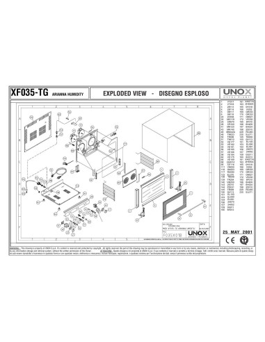 Pièces détachées UNOX XF035-TG Annee 2001 - UNOX XF035-TG - Annee 2001 - Unox