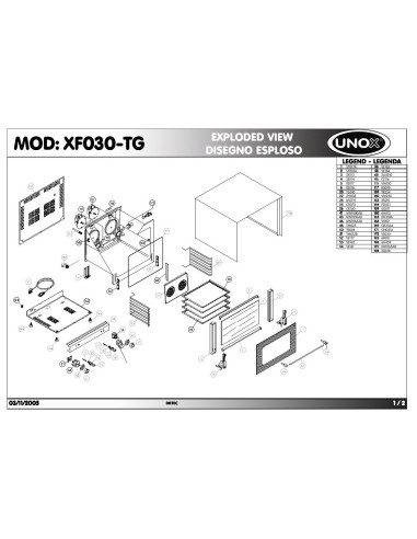 Pièces détachées UNOX XF030-TG Annee 2005 - UNOX XF030-TG - Annee 2005 - Unox