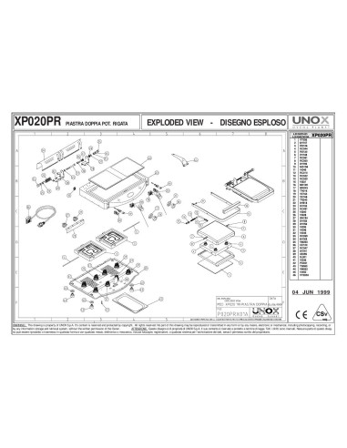 Pièces détachées UNOX XP020PR Annee 1999 - UNOX XP020PR - Annee 1999 - Unox