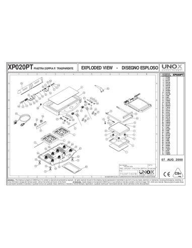 Pièces détachées UNOX XP020PT Annee 2000 - UNOX XP020PT - Annee 2000 - Unox