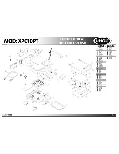 Pièces détachées UNOX XP010PT Annee 2005 - UNOX XP010PT - Annee 2005 - Unox