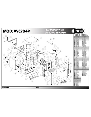Pièces détachées UNOX XVC704P Annee 2009 - UNOX XVC704P - Annee 2009 - Unox