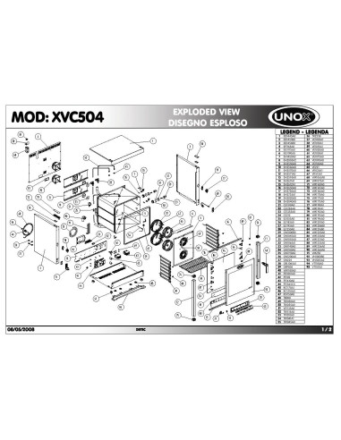 Pièces détachées UNOX XVC504 Annee 2008 - UNOX XVC504 - Annee 2008 - Unox