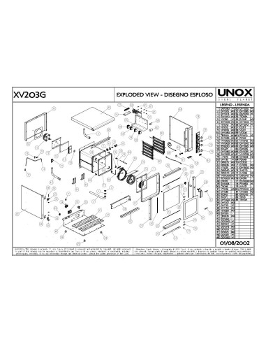 Pièces détachées UNOX XV203G Annee 2002 - UNOX XV203G - Annee 2002 - Unox