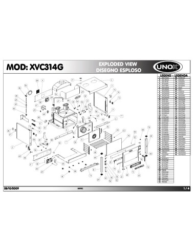 Pièces détachées UNOX XVC314G Annee 2009 - UNOX XVC314G - Annee 2009 - Unox