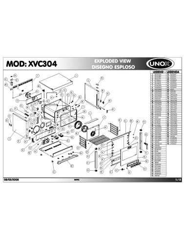 Pièces détachées UNOX XVC304 Annee 2008 - UNOX XVC304 - Annee 2008 - Unox