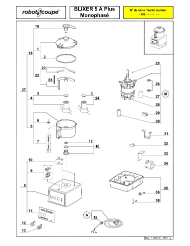 Pièces détachées pour Blixer Blixer 5 "A" Plus mono - Robot Coupe 