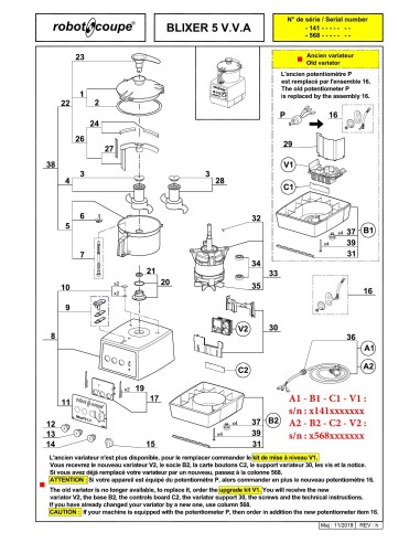 Pièces détachées pour Blixer Blixer 5 V.V. "A" - Robot Coupe 