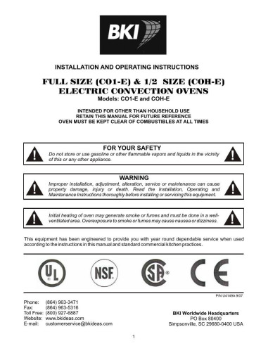 Pièces détachées BKI CO1-E - BKI CO1-E - BKI