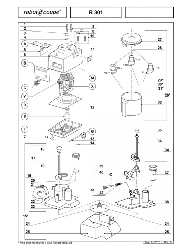 Pièces détachées pour Combinés R 301 - Robot Coupe 