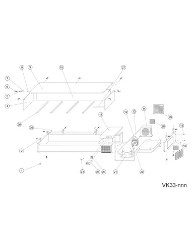 Vitrine réfrigérée GN1/4 - référence VK33-120 - Tefcold 