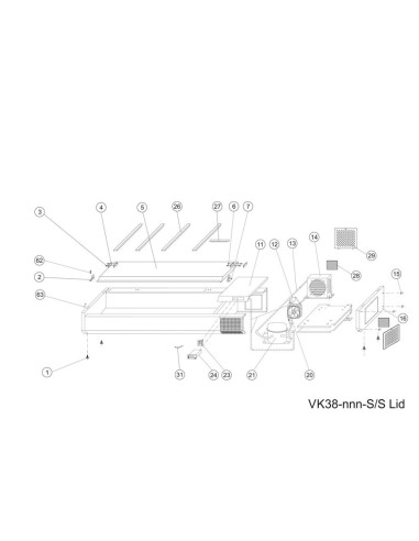 Vitrine réfrigérée GN1/3 - référence VK38-120 S/S LID - Tefcold 