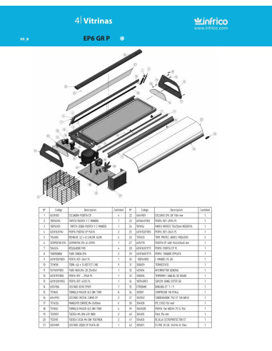 Pièces détachées INFRICO EP-6-GR-P Annee 2010 