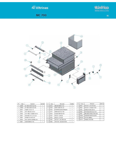 Pièces détachées INFRICO MC-700 Annee 2007 