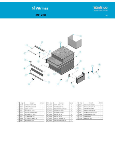 Pièces détachées INFRICO MC-700 Annee 2011 