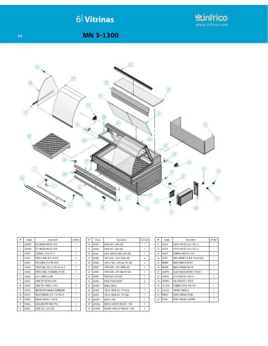 Pièces détachées INFRICO MN-3-1300 Annee 2011 