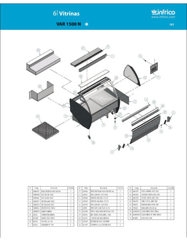 Pièces détachées INFRICO VAR-1500-N Annee 2008 