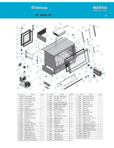 Pièces détachées INFRICO VC-1400-CR Annee 2007 