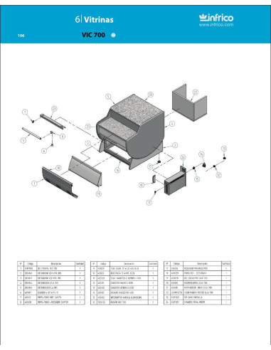 Pièces détachées INFRICO VIC-700 Annee 2008 