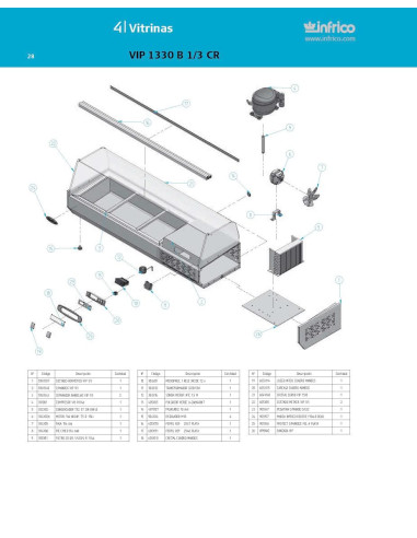 Pièces détachées INFRICO VIP-1330-B-1-3-CR Annee 2007 