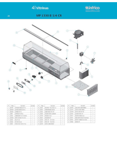 Pièces détachées INFRICO VIP-1330-B-1-4-CR Annee 2007 