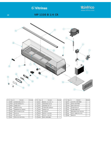 Pièces détachées INFRICO VIP-1330-B-1-4-CR Annee 2011 