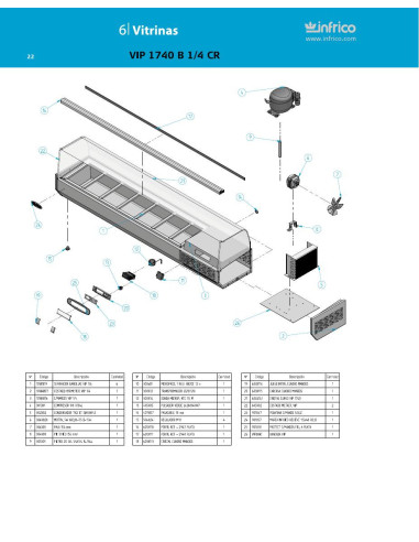 Pièces détachées INFRICO VIP-1740-B-1-4-CR Annee 2011 