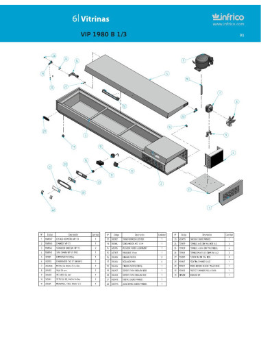 Pièces détachées INFRICO VIP-1980-B-1-3 Annee 2011 