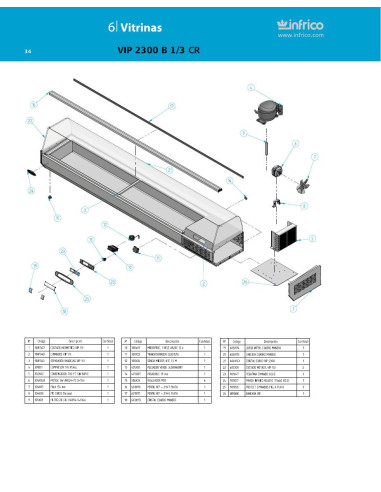 Pièces détachées INFRICO VIP-2300-B-1-3-CR Annee 2011 