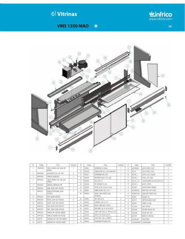 Pièces détachées INFRICO VMS-1350-MAD Annee 2011 
