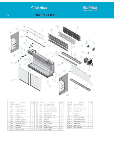 Pièces détachées INFRICO VMS-1500-MAD Annee 2007 
