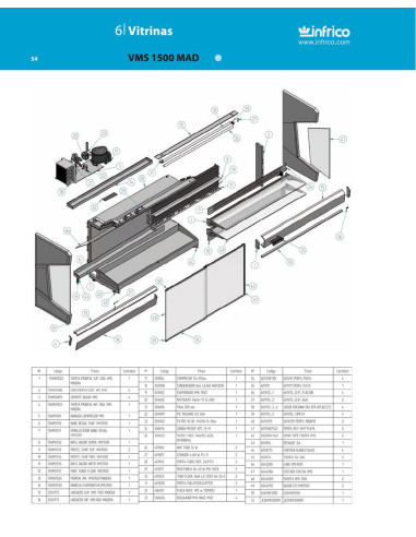 Pièces détachées INFRICO VMS-1500-MAD Annee 2011 