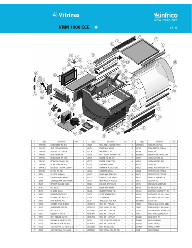 Pièces détachées INFRICO VRM-1000-CCE Annee 2010 
