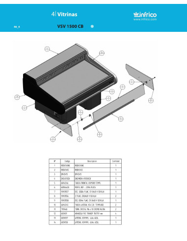 Pièces détachées INFRICO VSV-1500-CB Annee 2010 
